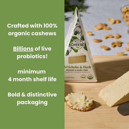 Nuts For Cheese - Artichoke & Herb Cashew Cheese Wedge | Organic | Vegan