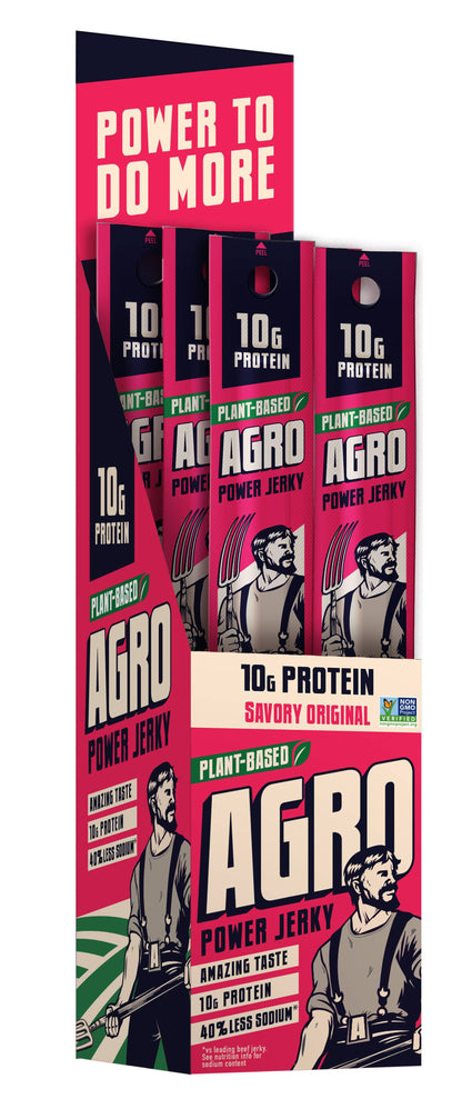 AGRO POWER Jerky - AGRO POWER Sticks Caddy - Vegan- Savory Original (16 x 1oz)