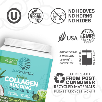 Sunwarrior - Matcha Latte Collagen Drink Powder - Vegan, Plant-Based