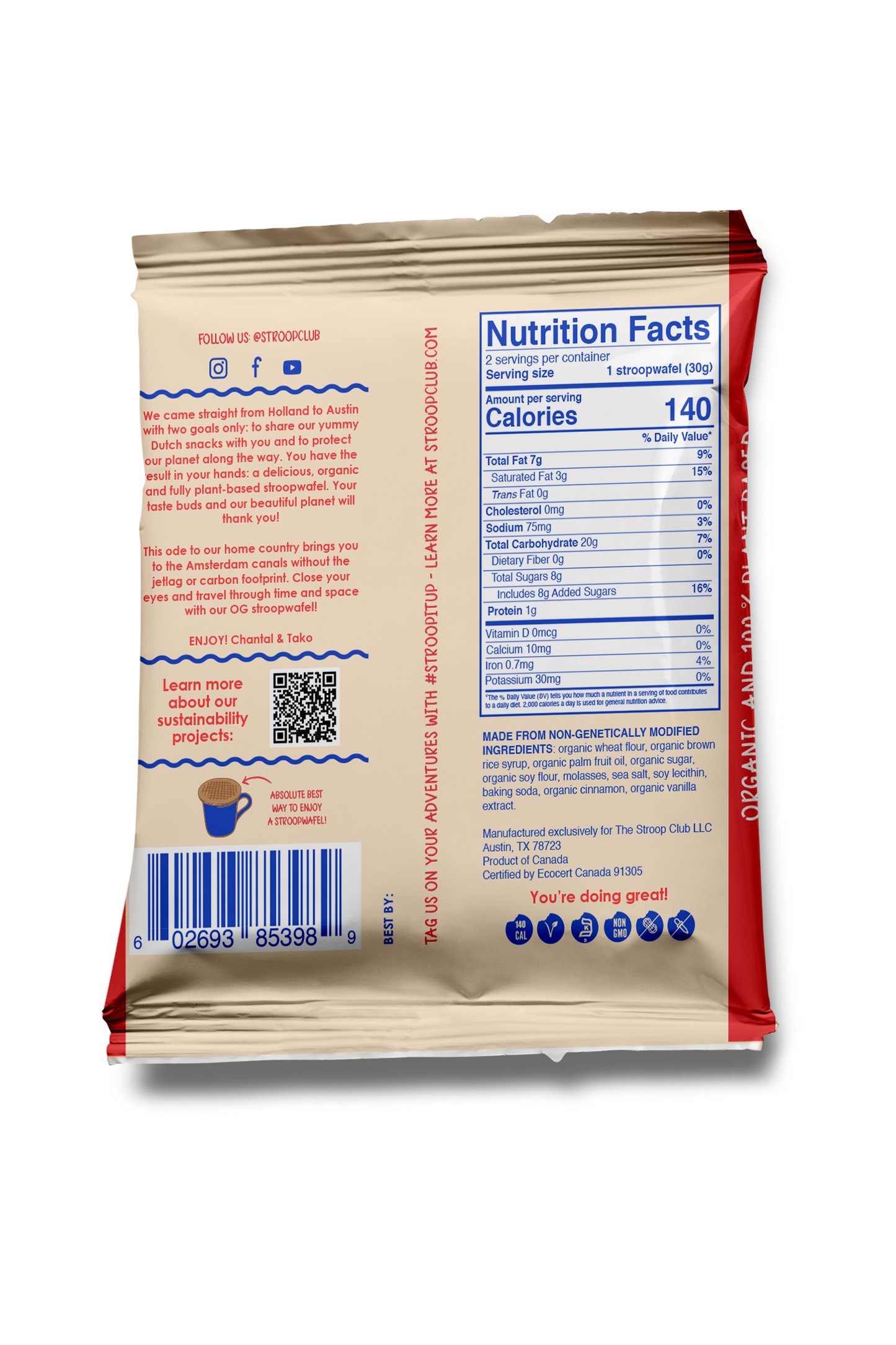 Stroop Club - Traditional Caramel Organic and Plant-Based Stroopwafel 2-pack