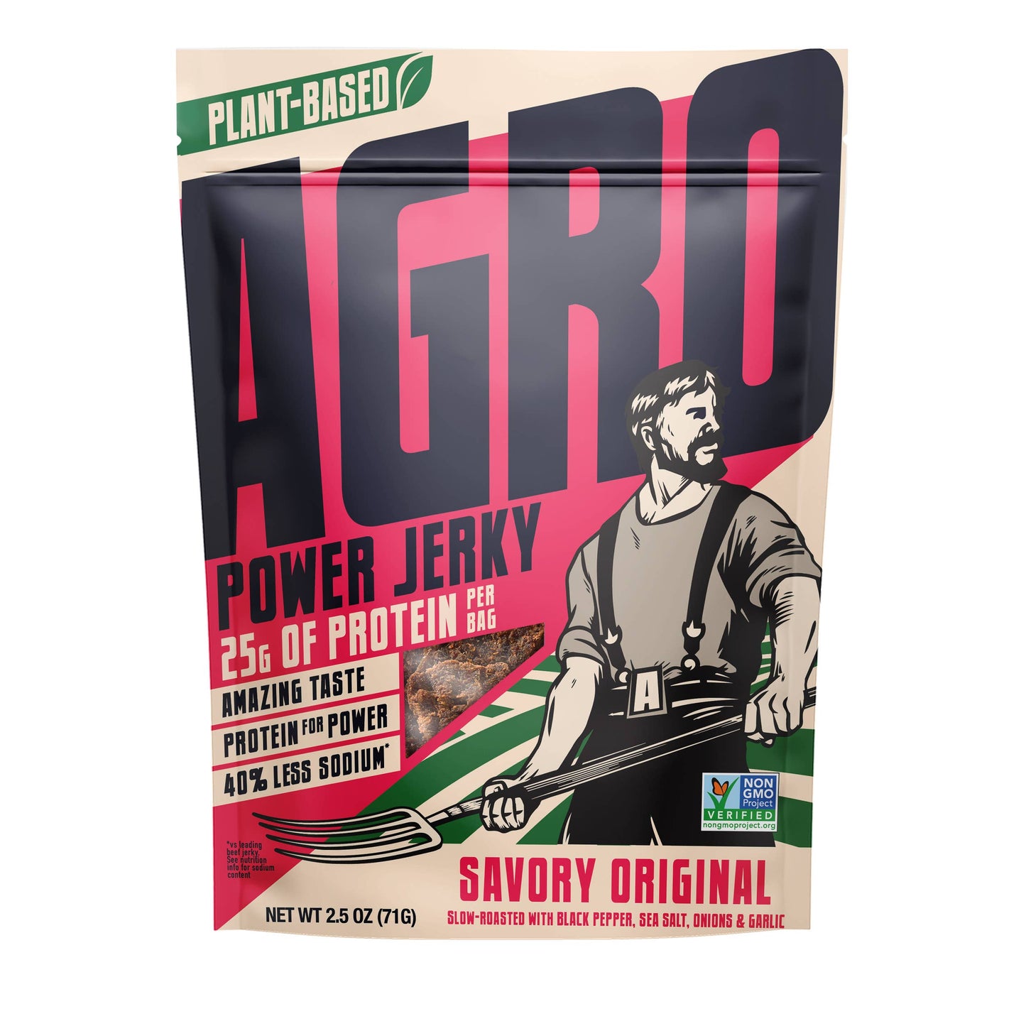 AGRO POWER Jerky - AGRO POWER Jerky - Vegan - Savory Original (8 x 2.5oz Bags)