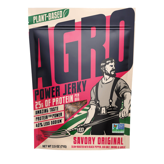 AGRO POWER Jerky - AGRO POWER Jerky - Vegan - Savory Original (8 x 2.5oz Bags)