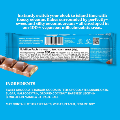 7th Heaven Chocolate - Vegan Oat Milk Chocolate Bar -  Caramelized Coconut, Non-GMO