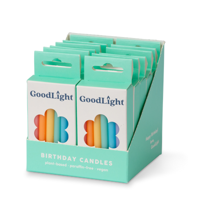 GoodLight Natural Candles - Vegan Birthday Candles | 12-Count Box: Multi-Color