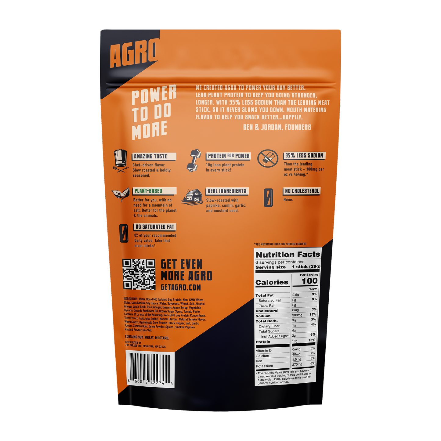 AGRO POWER Jerky Sticks - Texas BBQ. 8 6x1oz Stick Multipacks