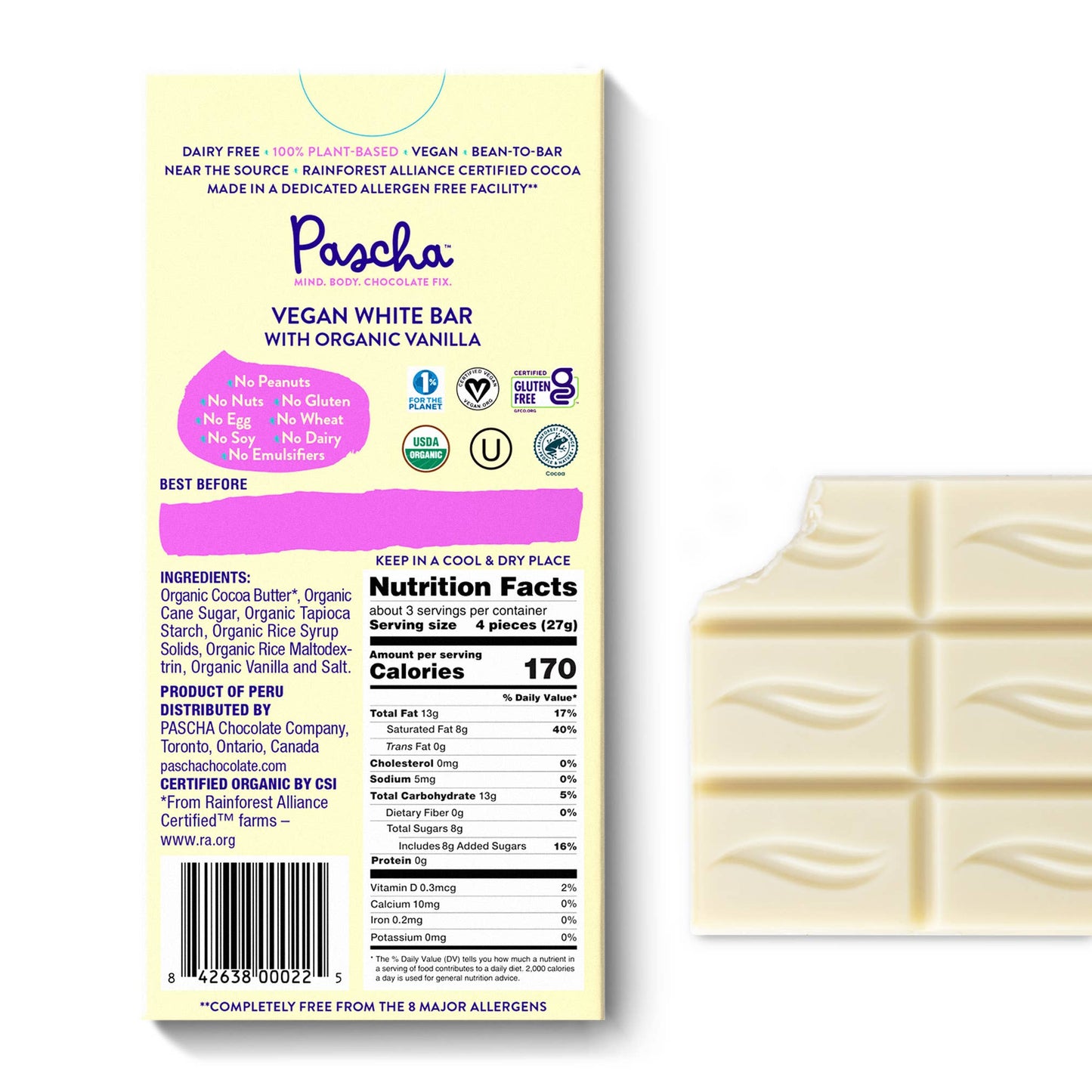 Pascha Chocolate Company - Organic Vegan White Bar