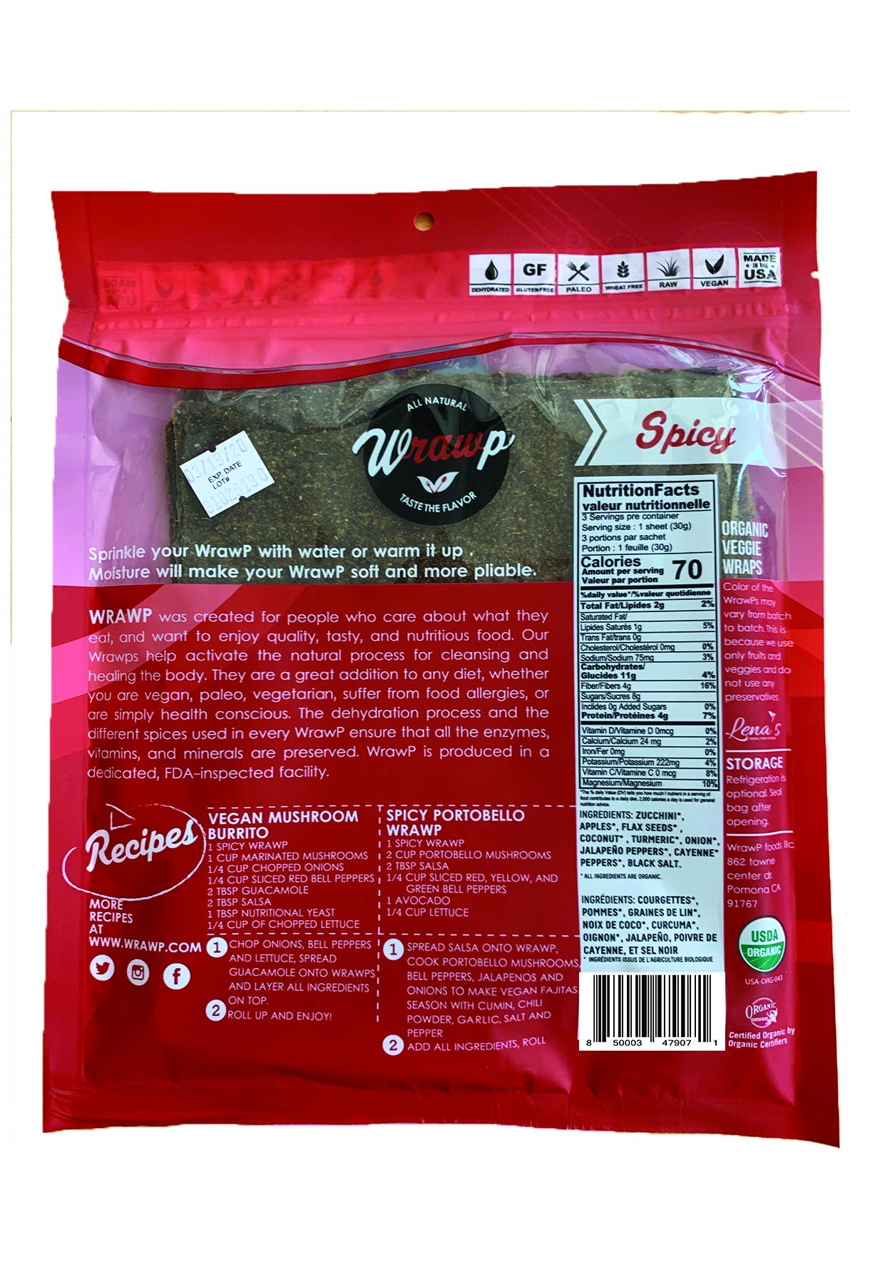 WrawP Foods - Mini Veggie Wraps: Spicy
