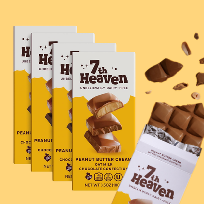 7th Heaven Chocolate - Vegan Oat Milk Chocolate Bar: Peanut Butter Cream, Non-Dairy