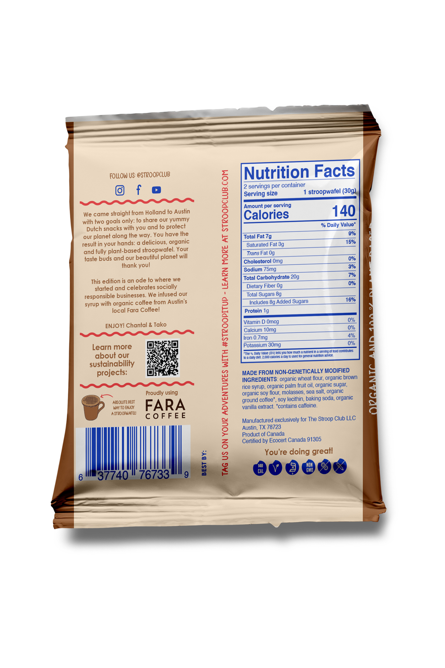 Stroop Club - Coffee Caramel Organic and Plant-Based  Stroopwafel 2-packs