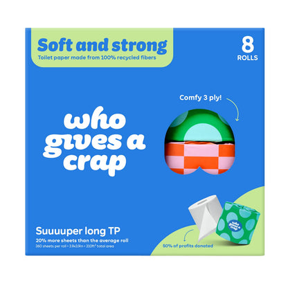 Who Gives a Crap - 100% Recycled Toilet Paper - Retail 8 Pack