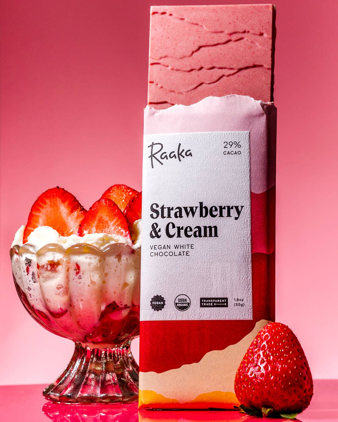 Raaka Chocolate - Strawberry & Cream Vegan White Chocolate Bar