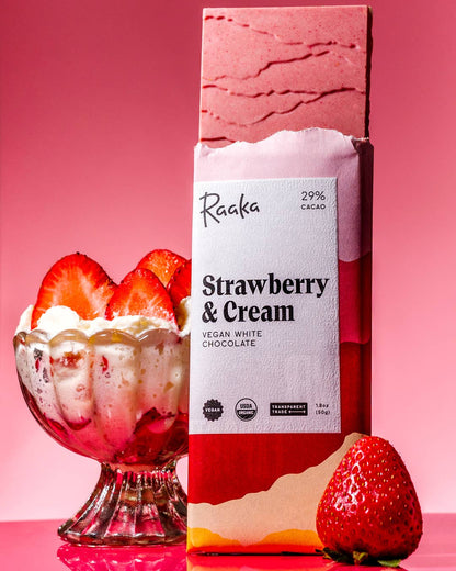 Raaka Chocolate - Strawberry & Cream Vegan White Chocolate Bar