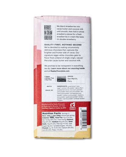 Raaka Chocolate - Strawberry & Cream Vegan White Chocolate Bar