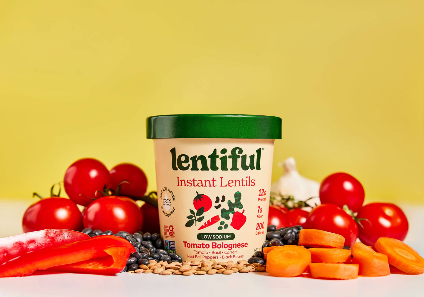 Lentiful - Low Sodium Tomato Bolognese Instant Lentils 8-Pack