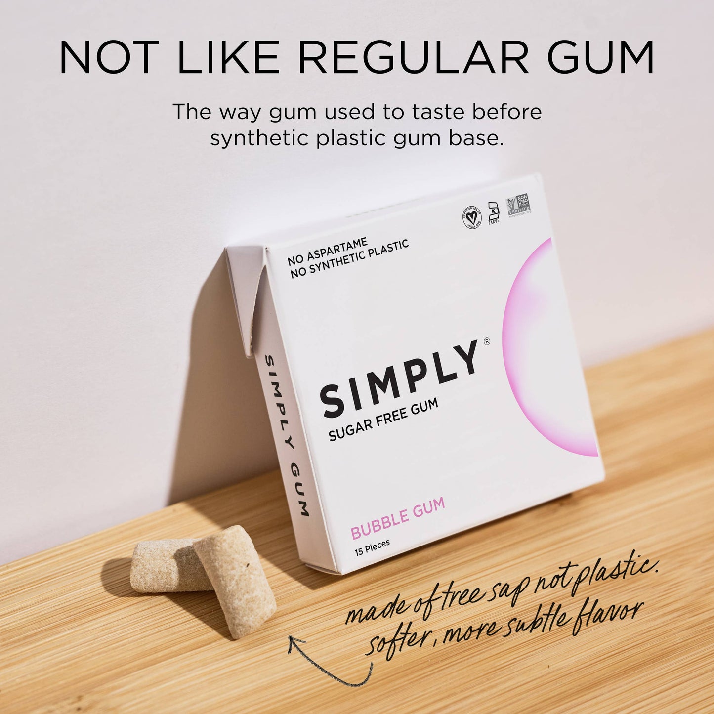 Simply Gum - Sugar Free Bubble Gum - Natural + Plastic-Free