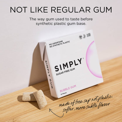 Simply Gum - Sugar Free Bubble Gum - Natural + Plastic-Free