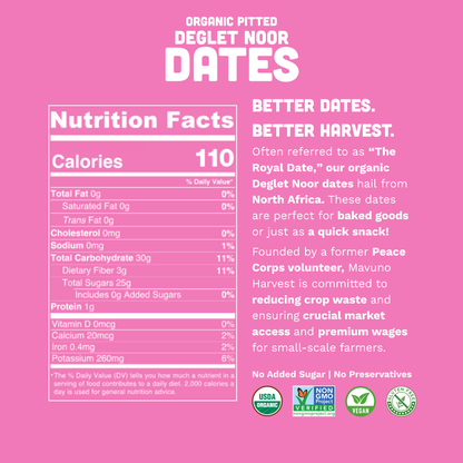 Mavuno Harvest - Pitted Dates, 6-pack case: 4 OZ