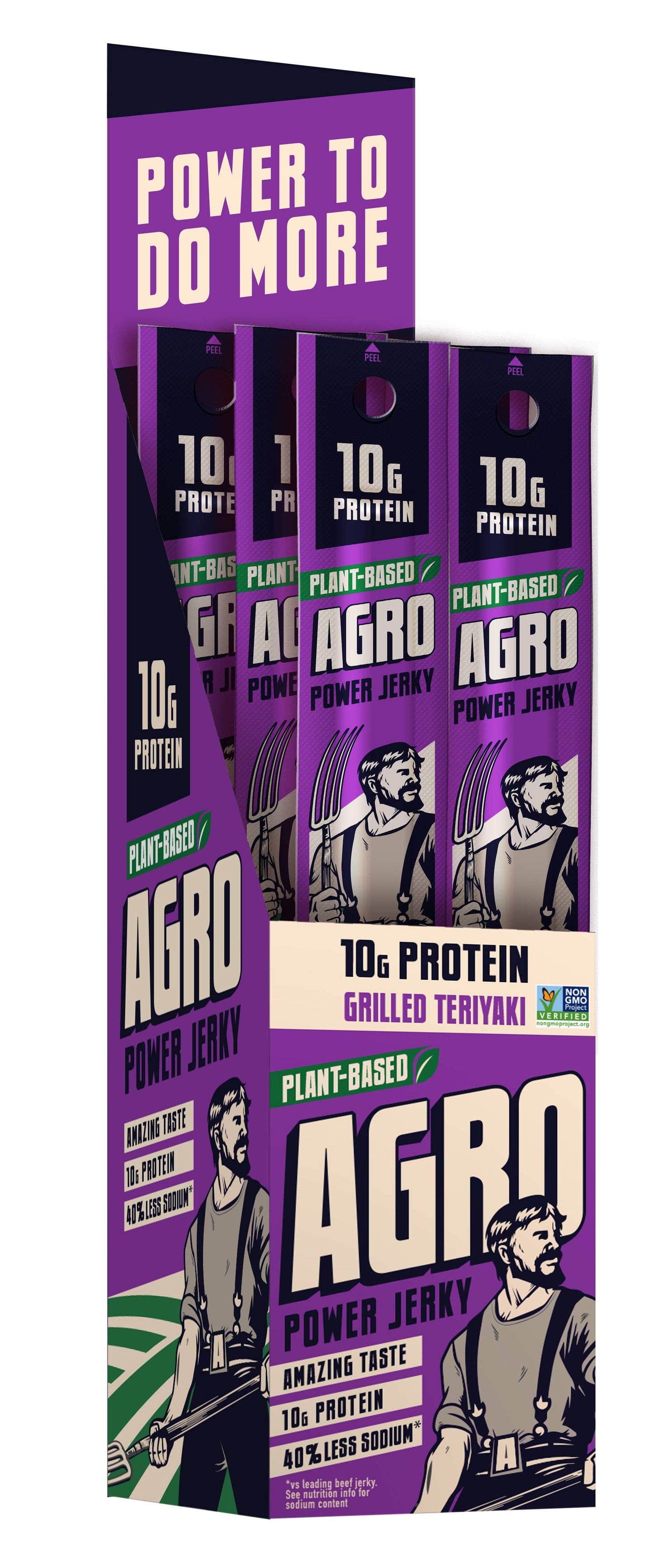 AGRO POWER Jerky - AGRO POWER Sticks - Vegan - Grilled Teriyaki (16 x 1oz)