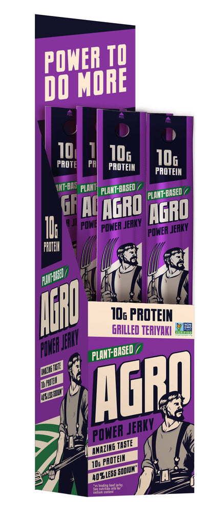 AGRO POWER Jerky - AGRO POWER Sticks - Vegan - Grilled Teriyaki (16 x 1oz)