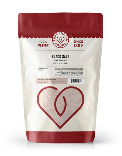 Pure Indian Foods - Black Salt (Indian Kala Namak), Fine Ground: 16 oz Bag