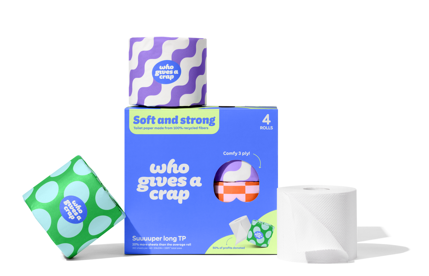 Who Gives a Crap - 100% Recycled Toilet Paper -  4 Pack