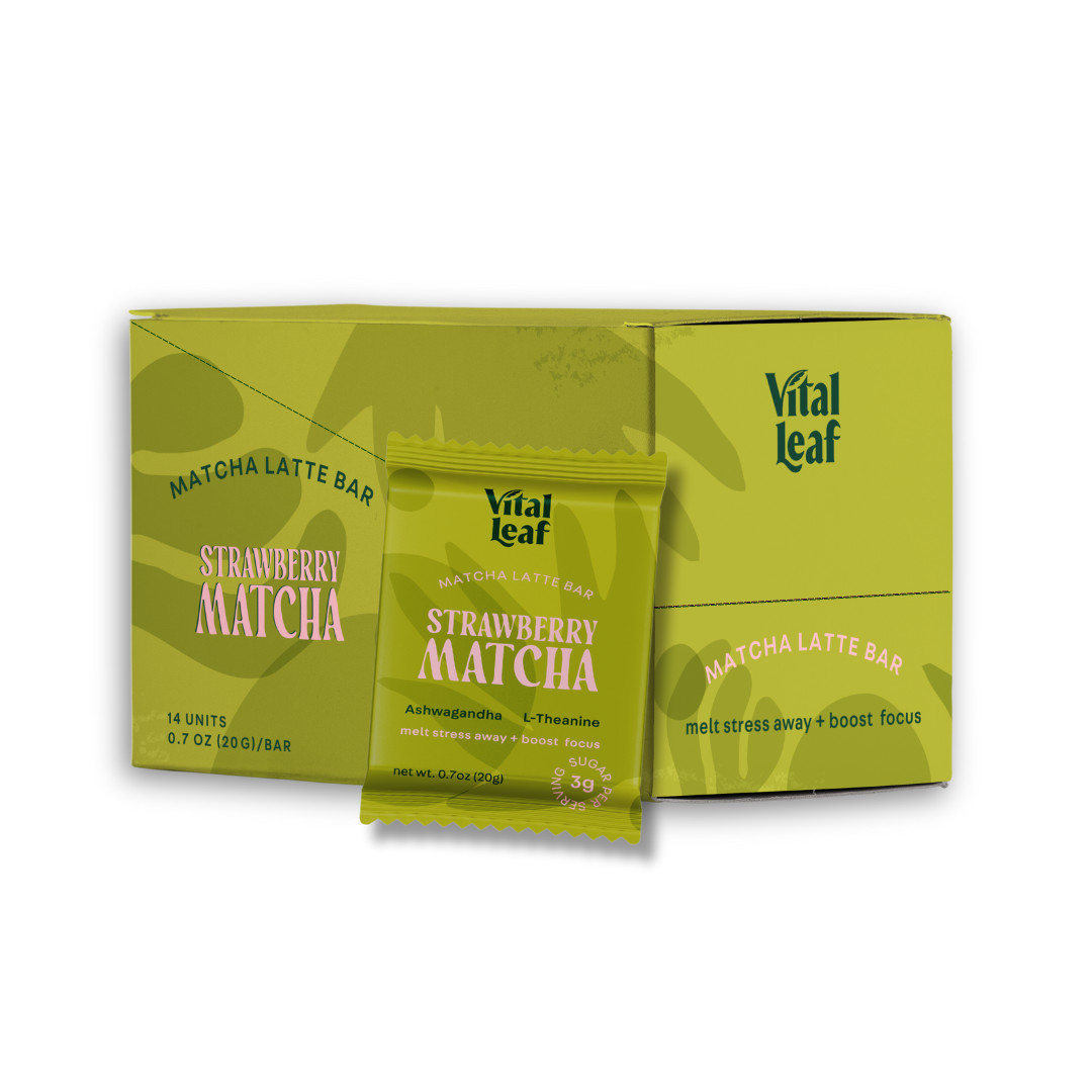 Vital Leaf - Strawberry Matcha Latte Chocolate Mini Bar | Ashwagandha + L-Theanine |