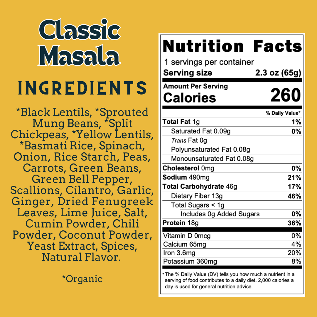 Aahana's Naturals - Classic Masala– 18g Plant-Protein, Gluten-Free Ready Meals