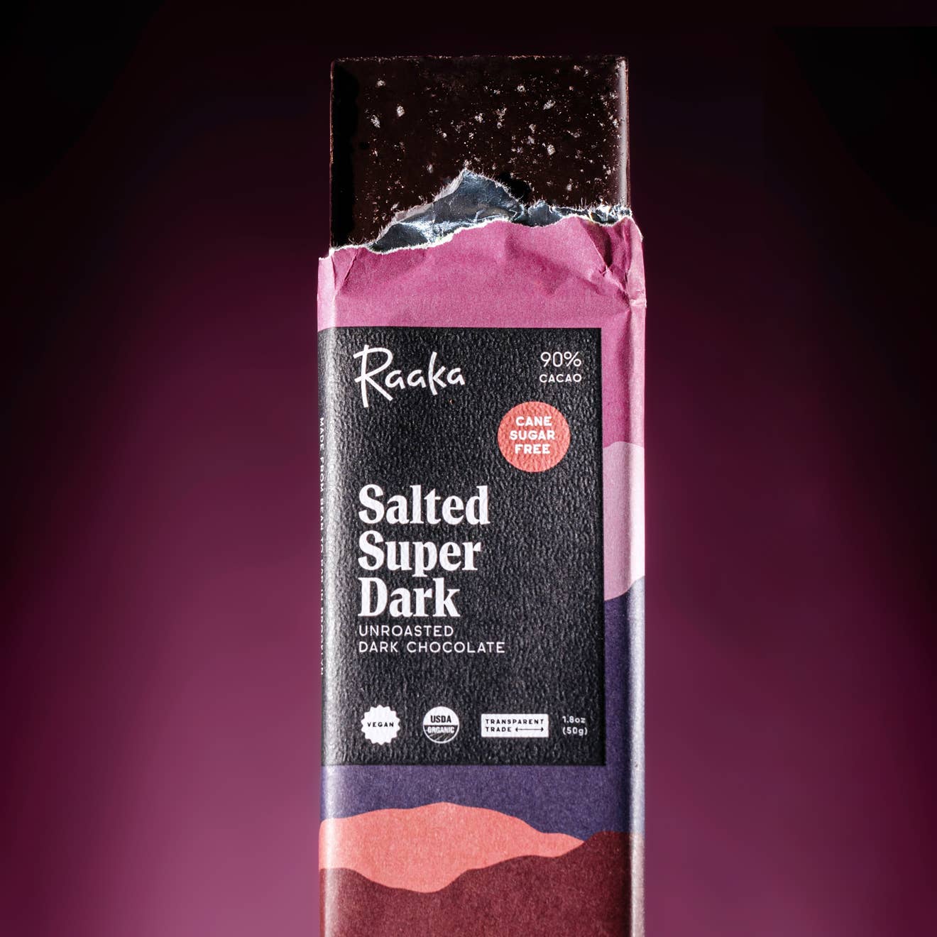 Raaka Chocolate - Salted Super Dark Chocolate Bar (Cane Sugar Free)