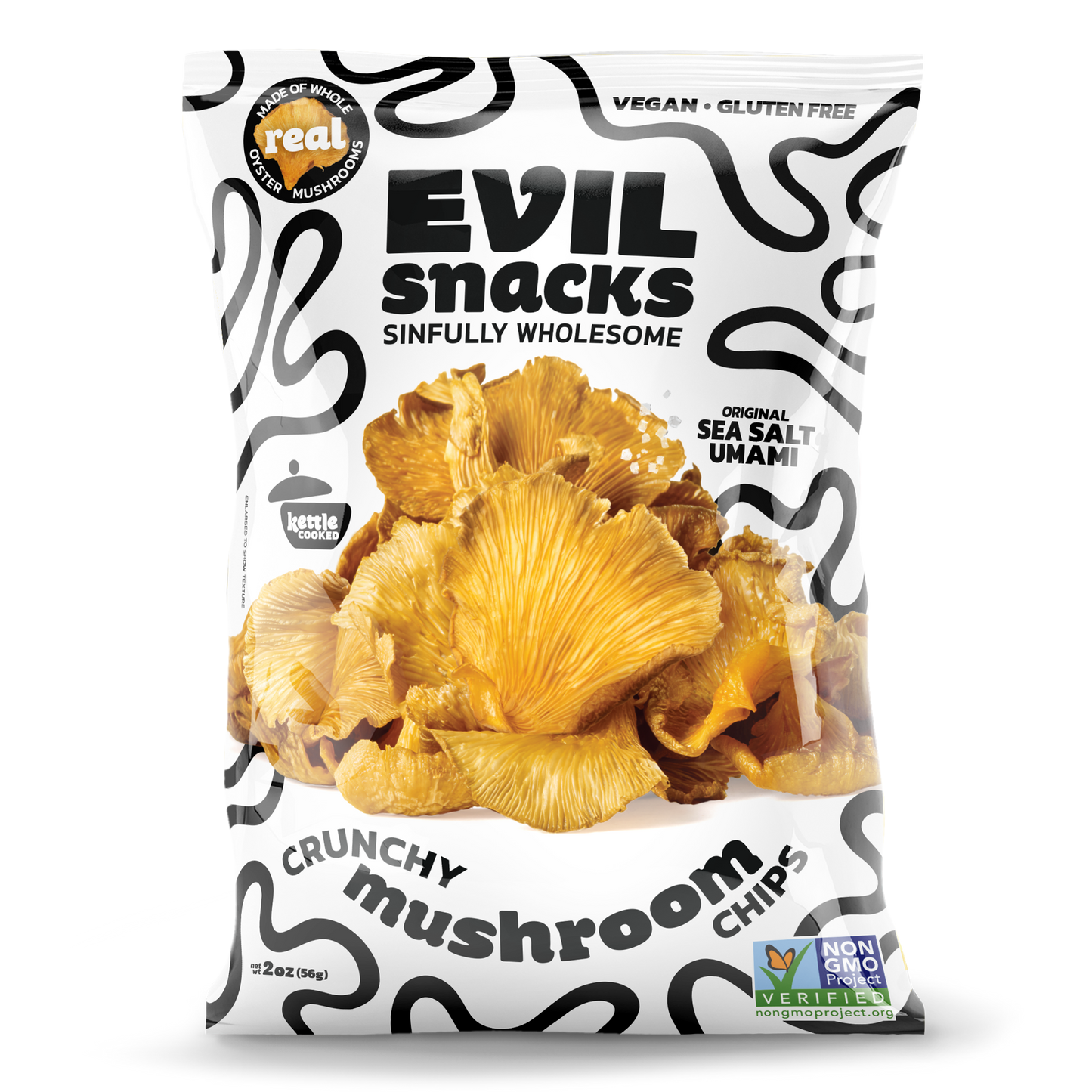 EVIL SNACKS - Crunchy Mushroom Chips Original Umami Flavor 2oz