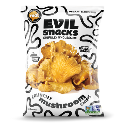 EVIL SNACKS - Crunchy Mushroom Chips Original Umami Flavor 2oz