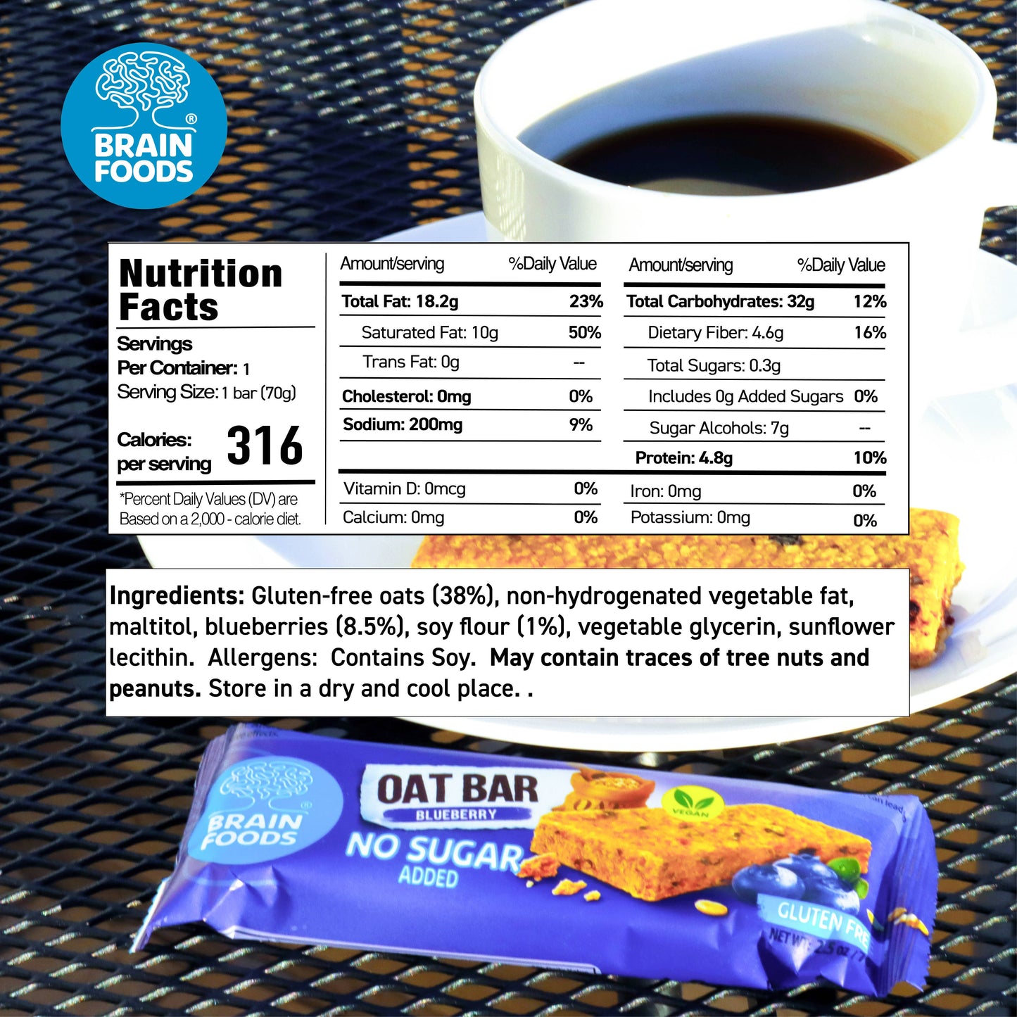 BRAIN FOODS- Oat Bars (Blueberry)