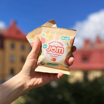 JOM - Snack Packs - Swedish Organic & Vegan Juicy Peach Gummies