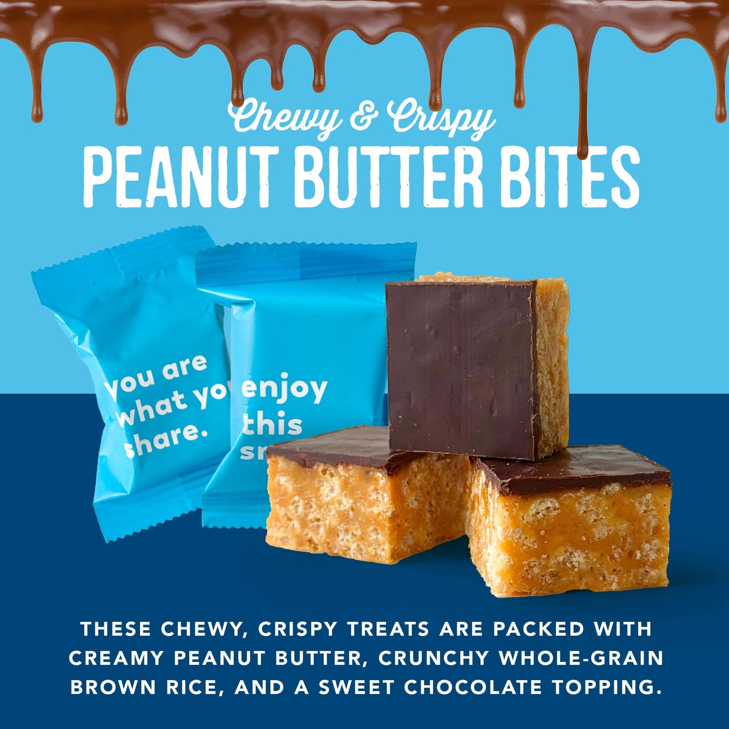 Snackatere - Peanut Butter Bites - Rice Crispies Treat, Vegan, Kosher: Chocolate