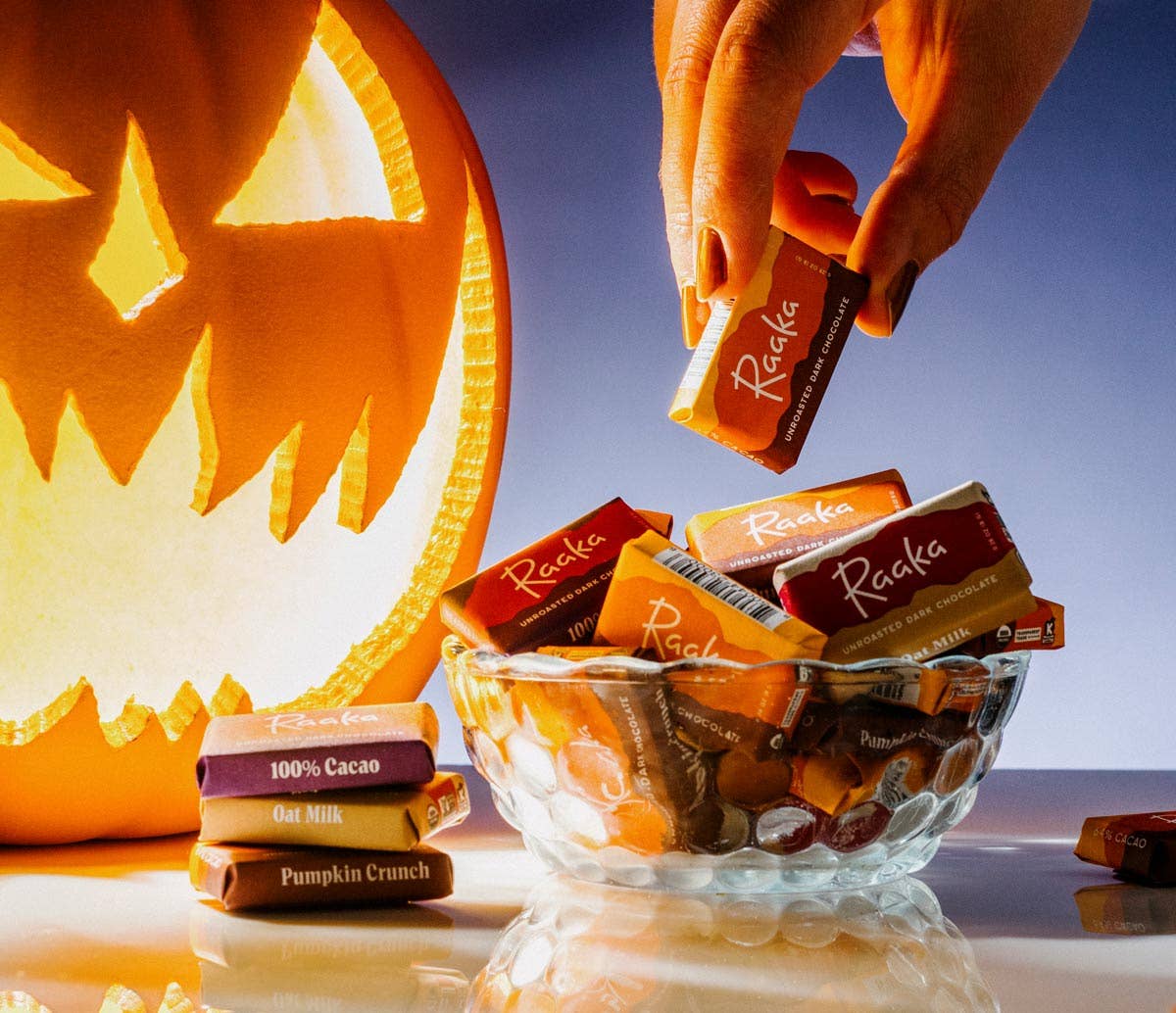 Raaka Chocolate - Pumpkin Crunch Mini Chocolate Bars - Fall Halloween Limited