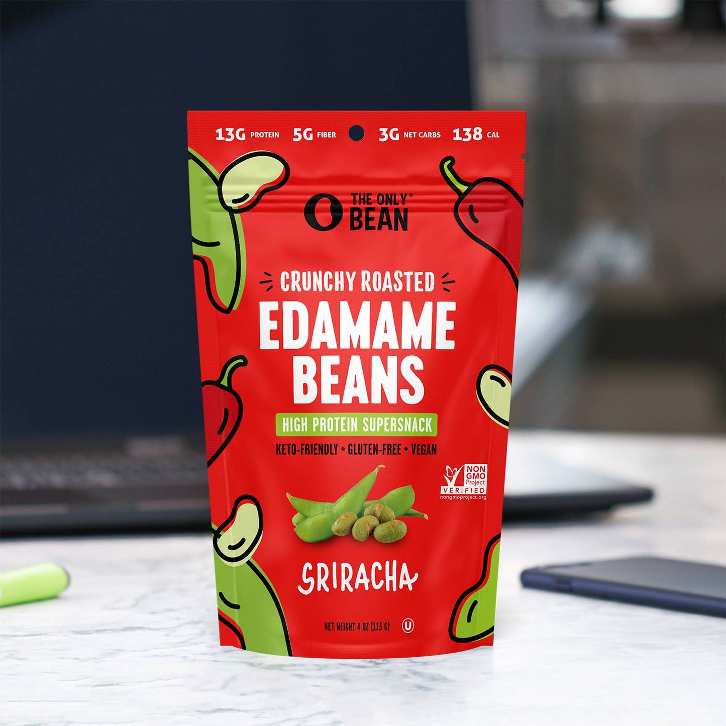 The Only Bean - Crunchy Roasted Edamame Sriracha - 4oz
