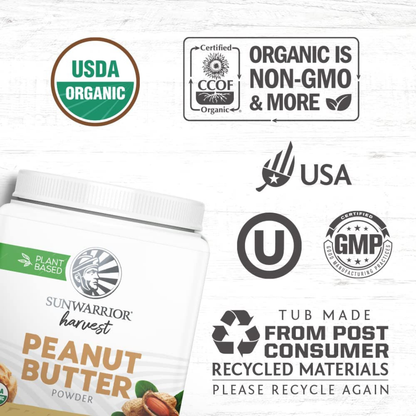 Sunwarrior - Organic Peanut Butter Powder - Clean Protein, Gluten-Free