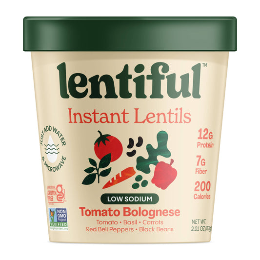 Lentiful - Low Sodium Tomato Bolognese Instant Lentils 8-Pack