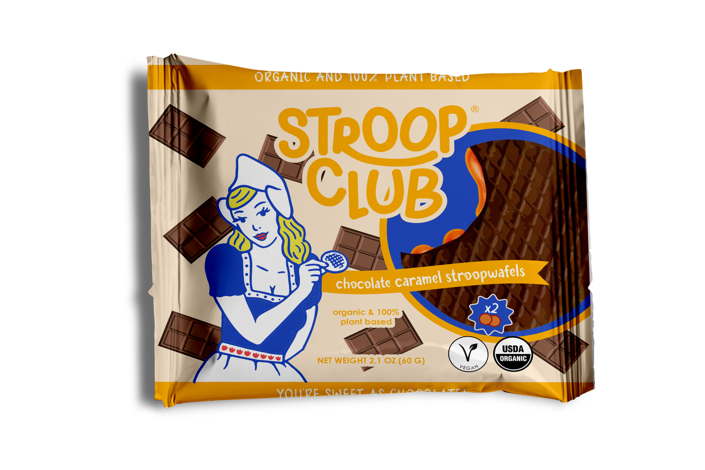 Stroop Club - Chocolate Caramel Organic & Plant-based  Stroopwafel 2-pack