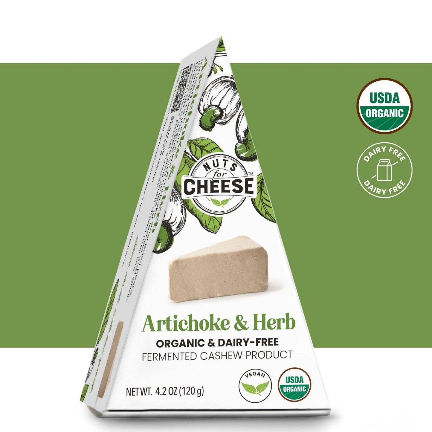 Nuts For Cheese - Artichoke & Herb Cashew Cheese Wedge | Organic | Vegan