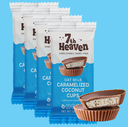 7th Heaven Chocolate - Oat Milk Chocolate - Caramelized Coconut Cups, Vegan, Kosher