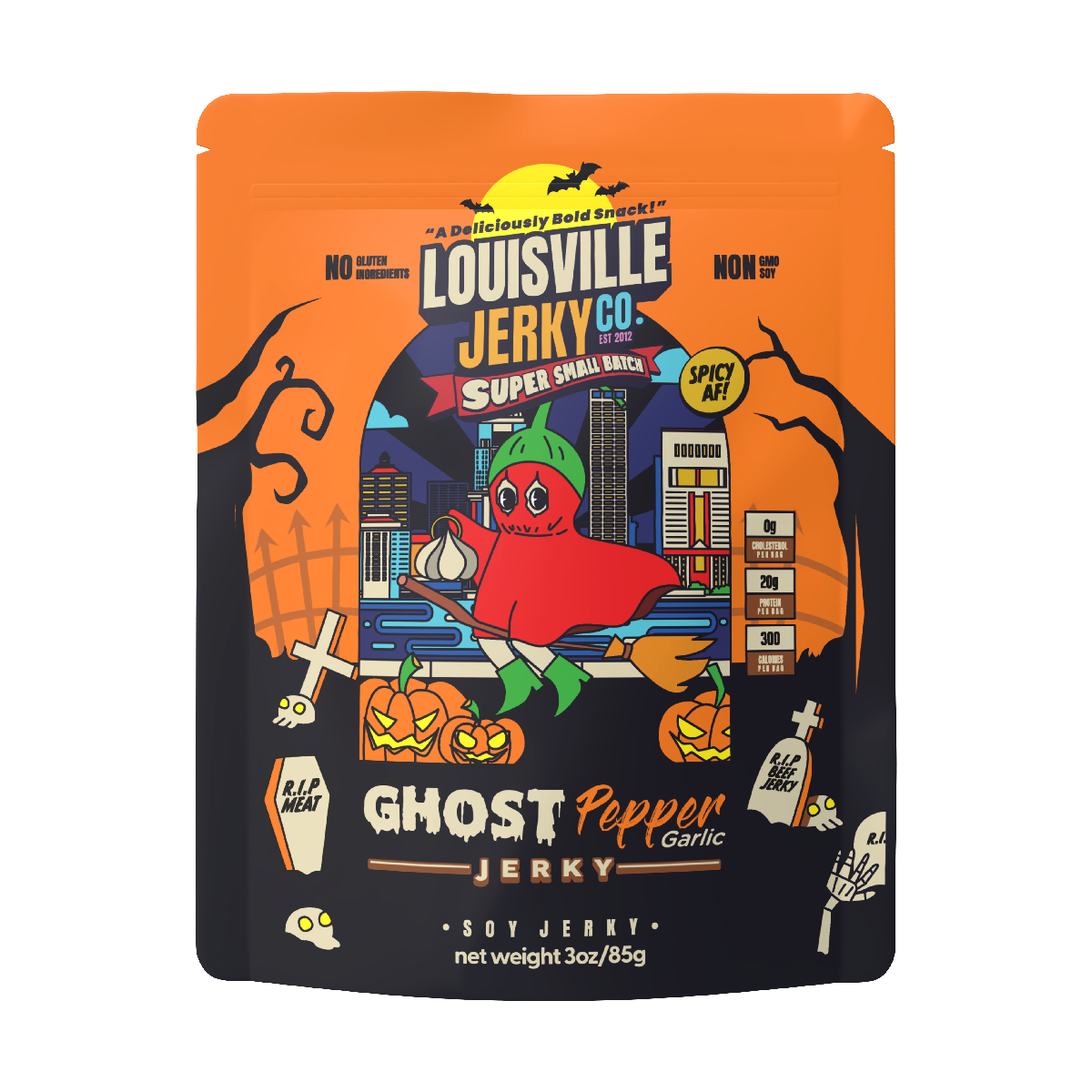 Louisville Brands - Vegan & Plant Based Ghost Pepper & Garlic Jerky 3 oz