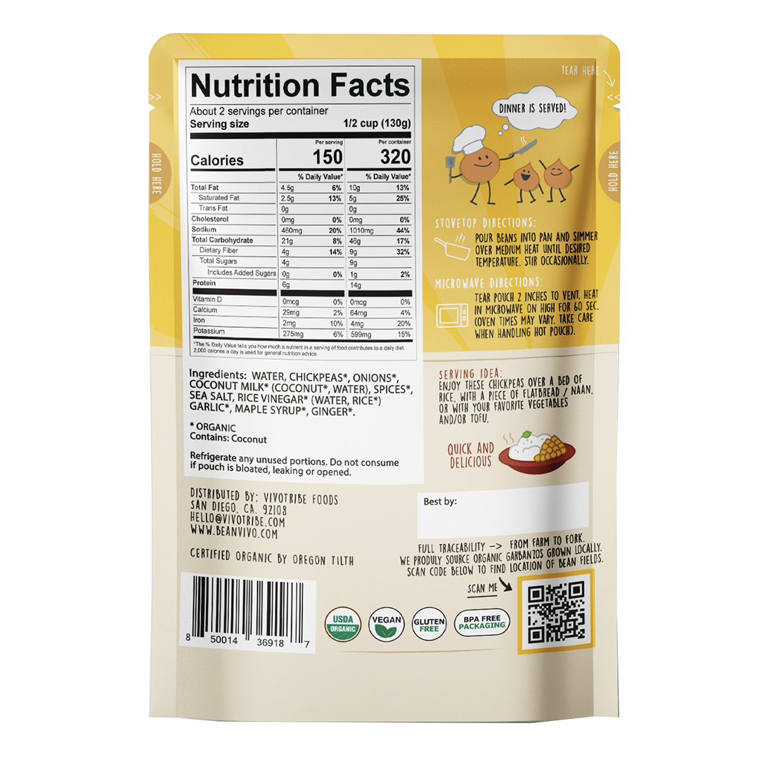 BeanVIVO Organics - Coconut Curry Chickpeas 