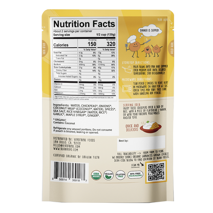 BeanVIVO Organics - Coconut Curry Chickpeas 