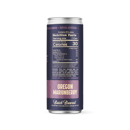 Good Wolf Beverages - Marionberry Probiotic Soda - No Added Sugar; Hand-Crafted