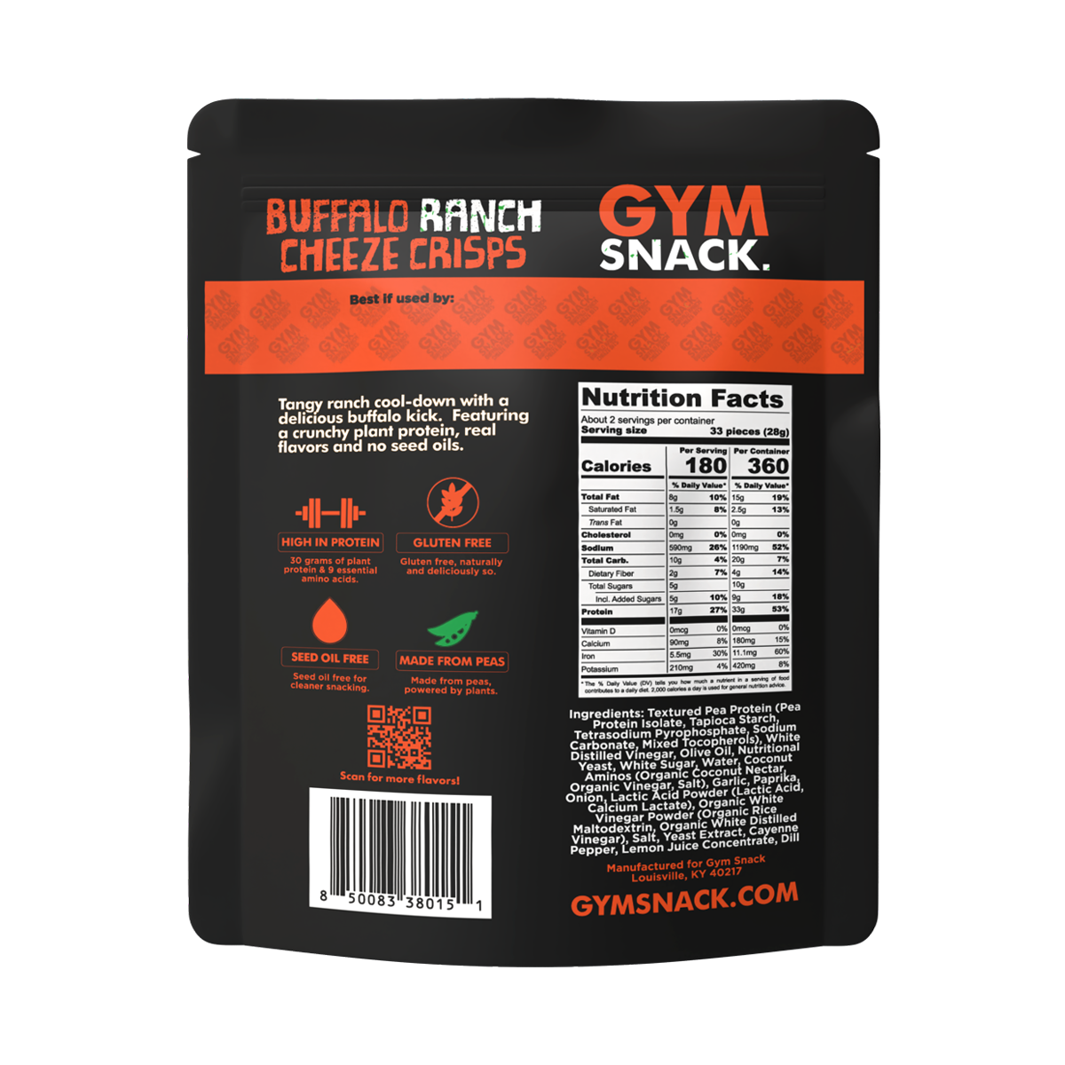 Louisville Brands - Buffalo Ranch Gym Snack - Plant-Based Protein Snack