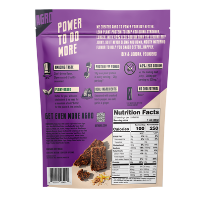 AGRO POWER Jerky - AGRO POWER Jerky - Vegan - Grilled Teriyaki (8 x 2.5oz Bags)