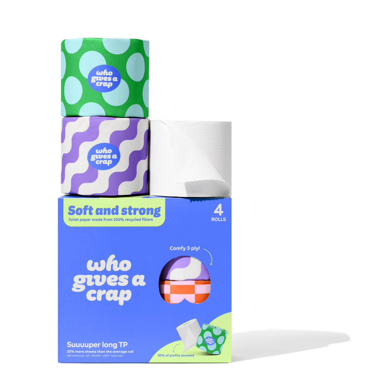 Who Gives a Crap - 100% Recycled Toilet Paper -  4 Pack