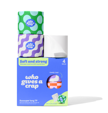 Who Gives a Crap - 100% Recycled Toilet Paper -  4 Pack