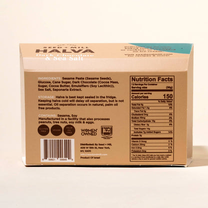 Seed + Mill - Sea Salt Dark Chocolate Halva, 227g - Kosher Sesame Candy
