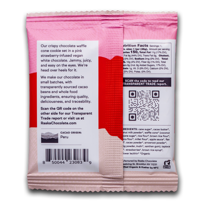 Raaka - Dipped Strawberry White Chocolate Waffle Cone Bar